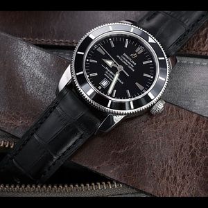 NIP/MEN’S BREITLING BLUE CROC EMBOSSED WATCH BAND SZ: 24-22 MM